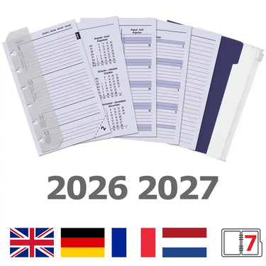 6336-26-27 125 x 80 mm Pocket Agenda Binder Refills Weekly Complete Set EN FR DE NL 2026 2027